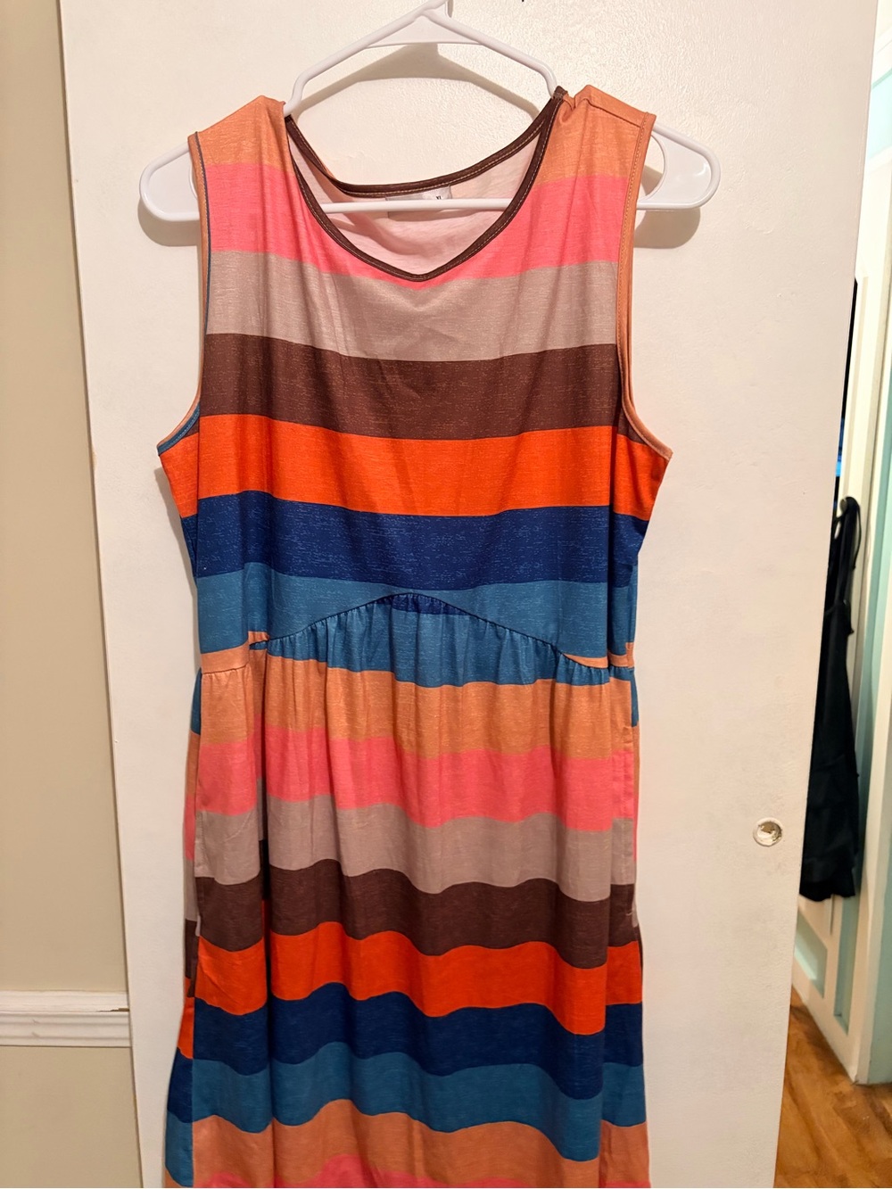 Women’s Striped Sleeveless Dress - Multi Pink/Blue